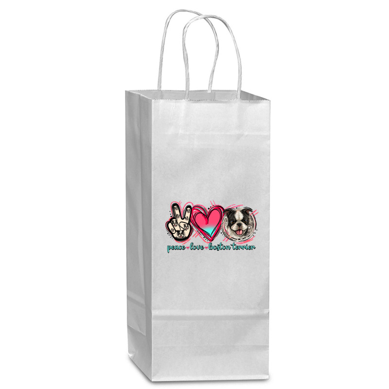 Peace Love Boston Terrier Wine Paper Bag - 5 1/2 X 3 1/4 X 13 | Artistshot