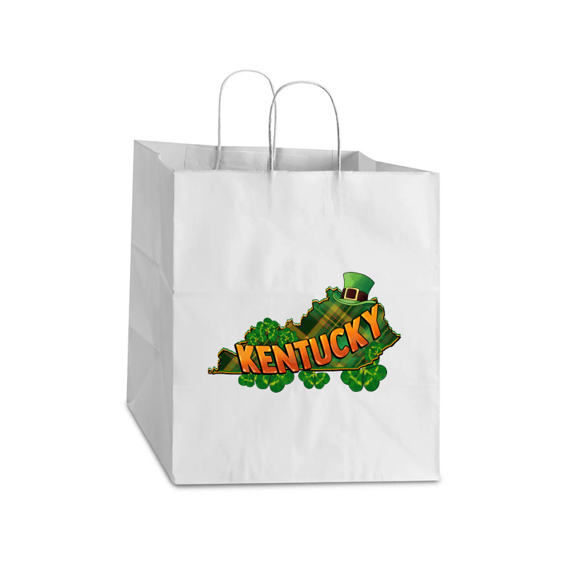 Kentucky Map St. Patrick's Day Take Out Paper Bag - 14 X 10 X 15 1/2 | Artistshot