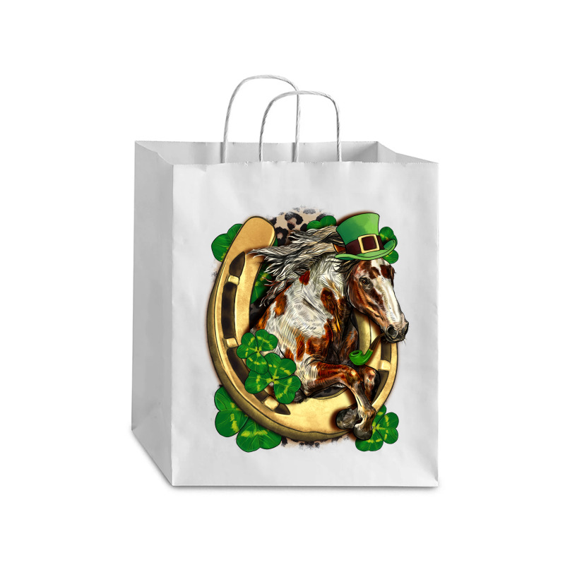 Horse With Horseshoe St Patricks Day Debie Paper Bag - 10 X 5 X 13 | Artistshot