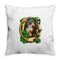 Horse With Horseshoe St Patricks Day Throw Pillow | Artistshot