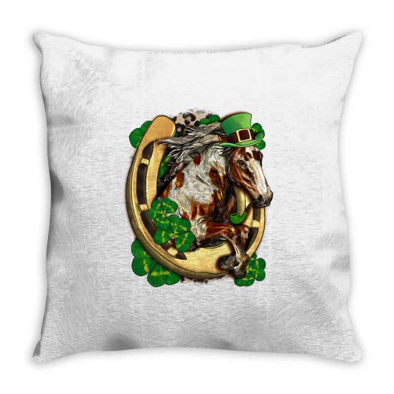 Horse With Horseshoe St Patricks Day Throw Pillow | Artistshot