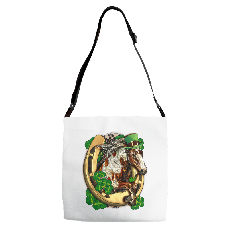 Horse With Horseshoe St Patricks Day Adjustable Strap Totes | Artistshot