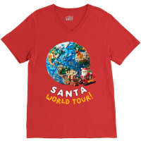 Santa World Tour V-neck Tee | Artistshot