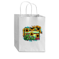 Wyoming Map Sunflower Cactus Serape Cub Paper Bag - 8 X 4 1/2 X 10 1/4 | Artistshot