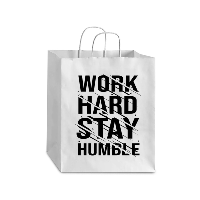 Work Hard Stay Humble Typography Debie Paper Bag - 10 X 5 X 13 | Artistshot