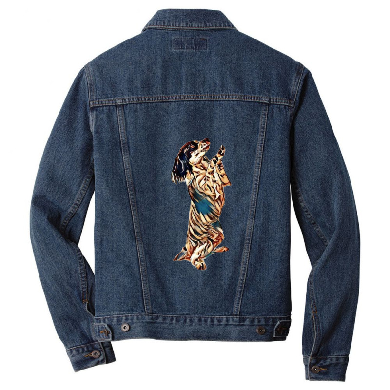 A Papillon Mix Breed Dog Begg Men Denim Jacket by Kemnabi | Artistshot