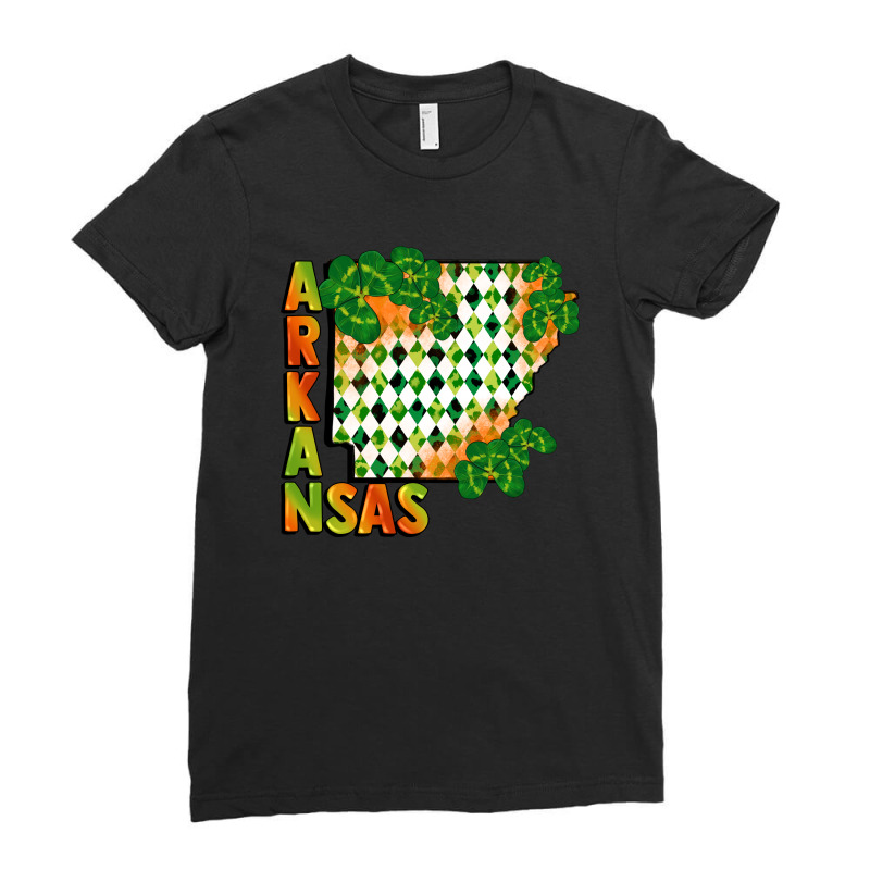 Arkansas Map St Patricks Day Ladies Fitted T-Shirt by FaDigitalArtStudio | Artistshot