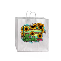 Wyoming Map Sunflower Cactus Serape Jumbo Paper Bag - 18 X 7 X 18 3/4 | Artistshot