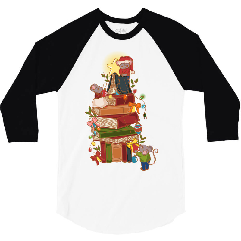 Christmas And Books 3/4 Sleeve Shirt | Artistshot