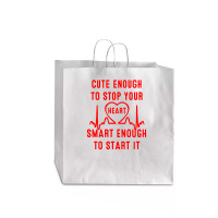 Cute Enough To Stop Your Heart Smart Enough To Start It Jumbo Paper Bag - 18 X 7 X 18 3/4 | Artistshot