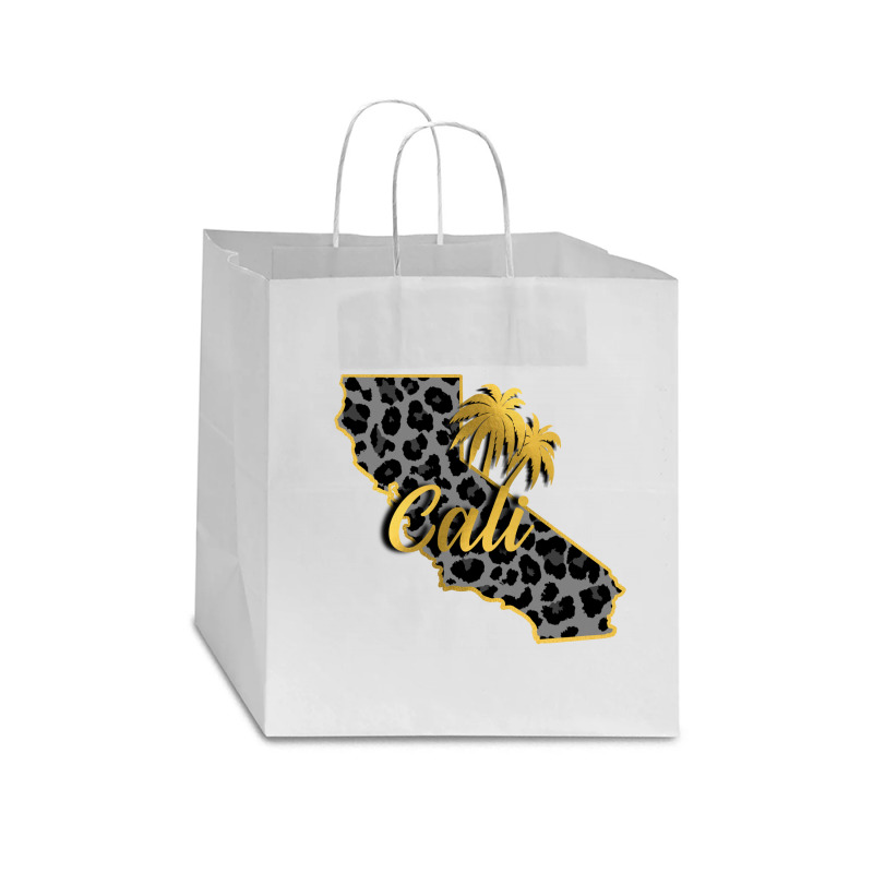 California Map Gold Star Paper Bag - 13 X 7 X 13 | Artistshot