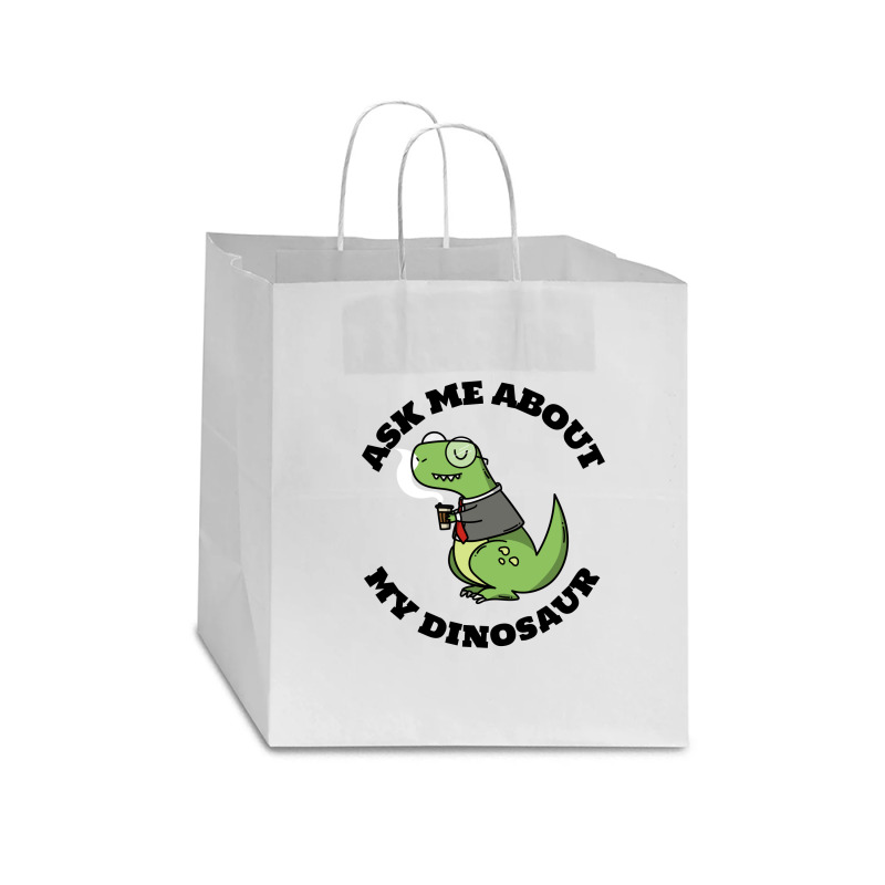 Ask Me About My Dinosaur Star Paper Bag - 13 X 7 X 13 | Artistshot