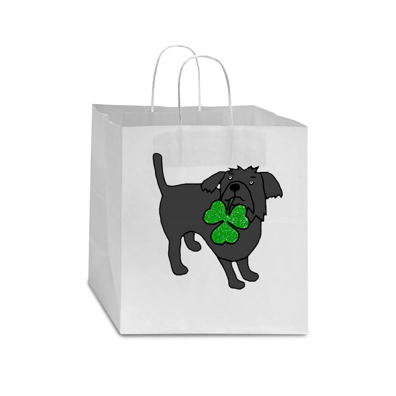 Funny Dog Holding Shamrock Star Paper Bag - 13 X 7 X 13 | Artistshot