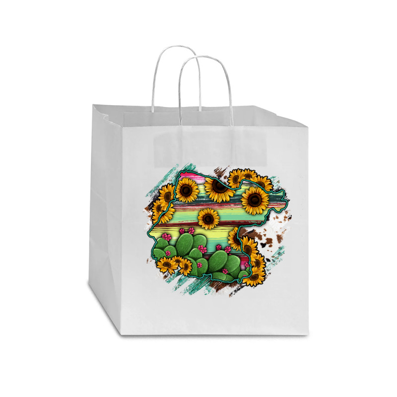 Guanajuato Sunflower Serape Map Star Paper Bag - 13 X 7 X 13 | Artistshot