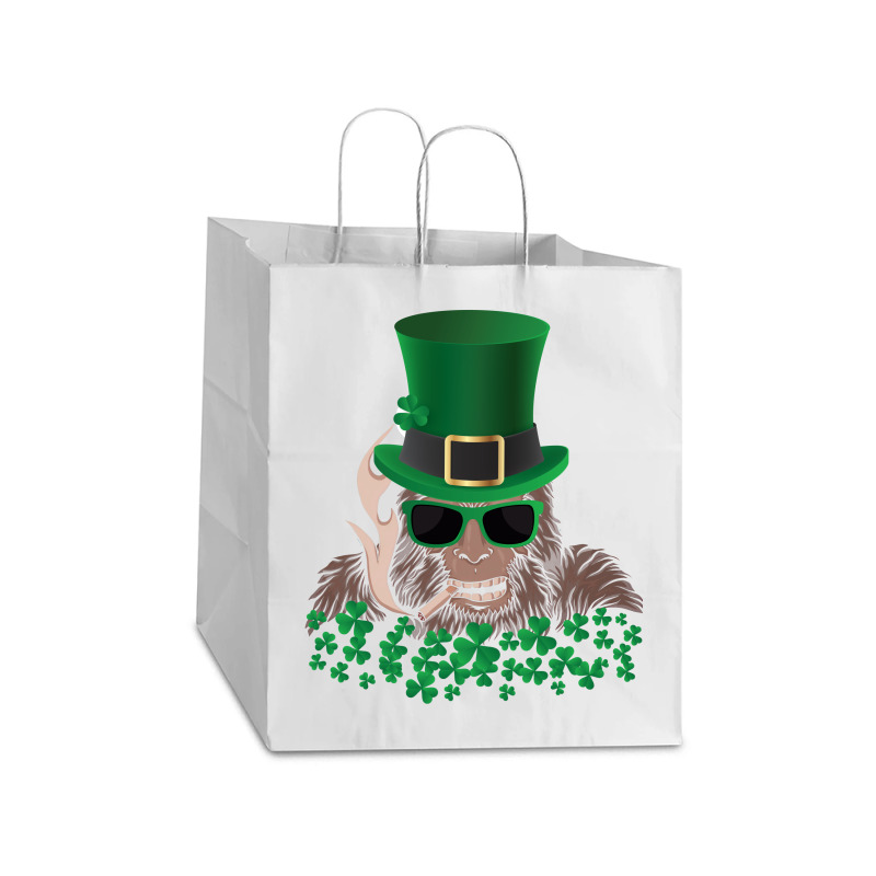 Sasquatch St. Patrick's Day Take Out Paper Bag - 14 X 10 X 15 1/2 | Artistshot