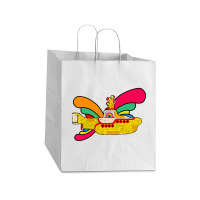 Hand Drawn Yellow Submarine Take Out Paper Bag - 14 X 10 X 15 1/2 | Artistshot