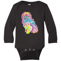 An Attentive Pomeranian Dog S Long Sleeve Baby Bodysuit | Artistshot