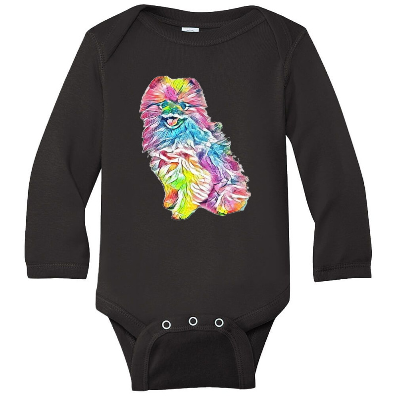 An Attentive Pomeranian Dog S Long Sleeve Baby Bodysuit by Kemnabi | Artistshot