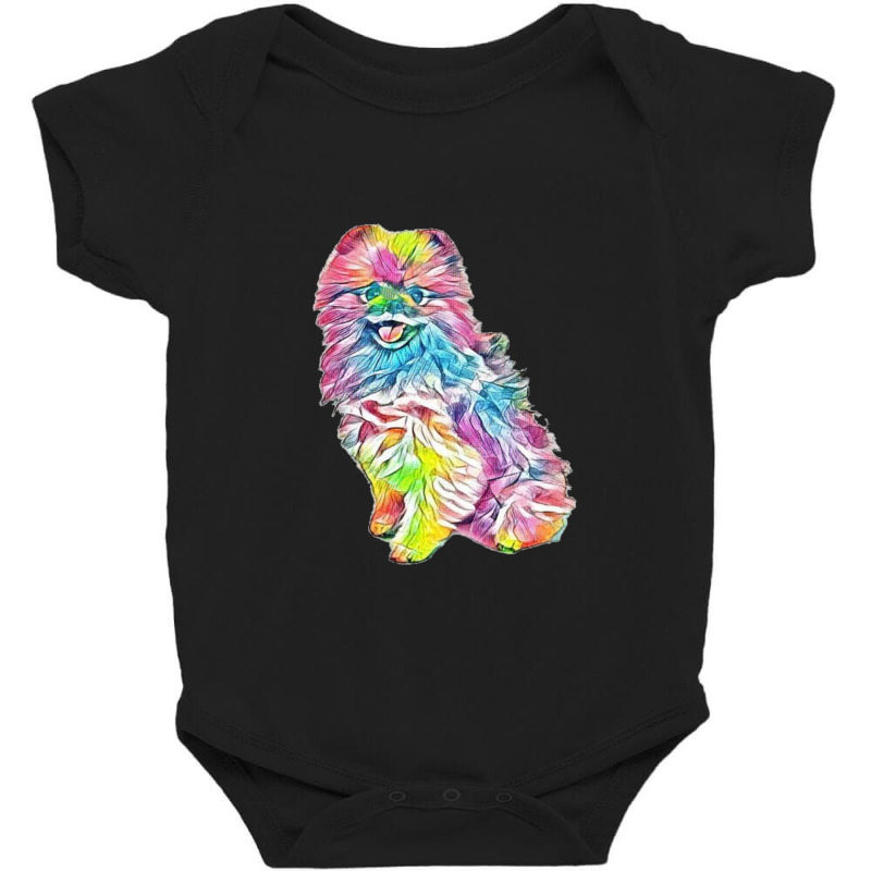 An Attentive Pomeranian Dog S Baby Bodysuit by Kemnabi | Artistshot