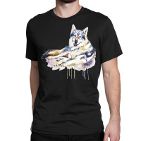 Sitting Wolf Painting T  Shirt Smiling Wolf T  Shirt Classic T-shirt | Artistshot