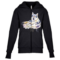 Sitting Wolf Painting T  Shirt Smiling Wolf T  Shirt Youth Zipper Hoodie | Artistshot