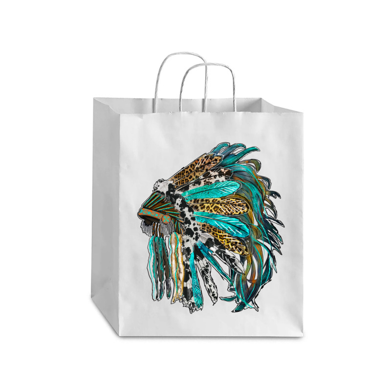 Indian Feather Headdress With Western  Patterns Debie Paper Bag - 10 X 5 X 13 | Artistshot