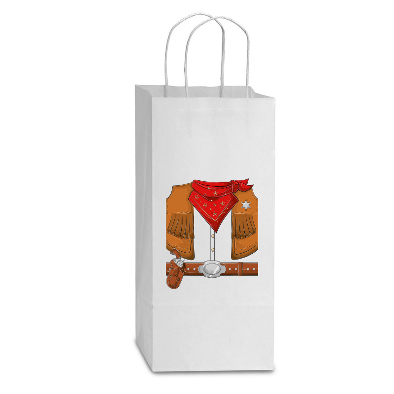 Cowboy Halloween Costume Men Women Kids Cowboy Sherif T Shirt Double Wine Paper Bag - 6 1/2 X 3 1/2 X 12 3/8 | Artistshot