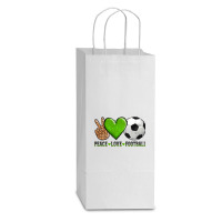 Peace Love Soccer Double Wine Paper Bag - 6 1/2 X 3 1/2 X 12 3/8 | Artistshot