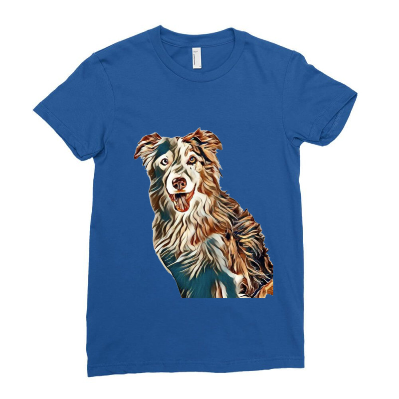 Head Shot Of Border Collie Do Ladies Fitted T-Shirt by Kemnabi | Artistshot