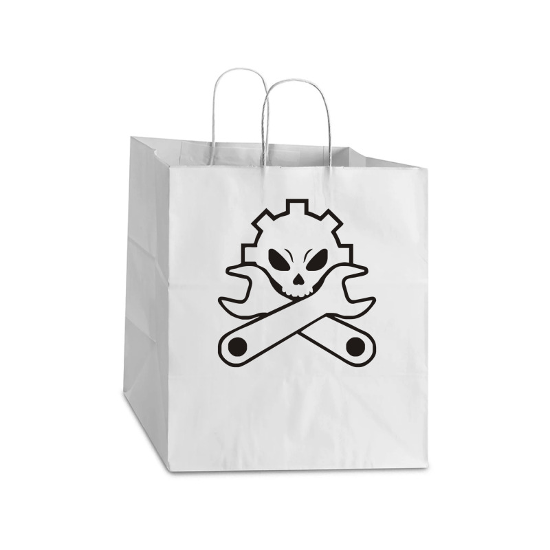 Machinist Funny Skull Take Out Paper Bag - 14 X 10 X 15 1/2 | Artistshot