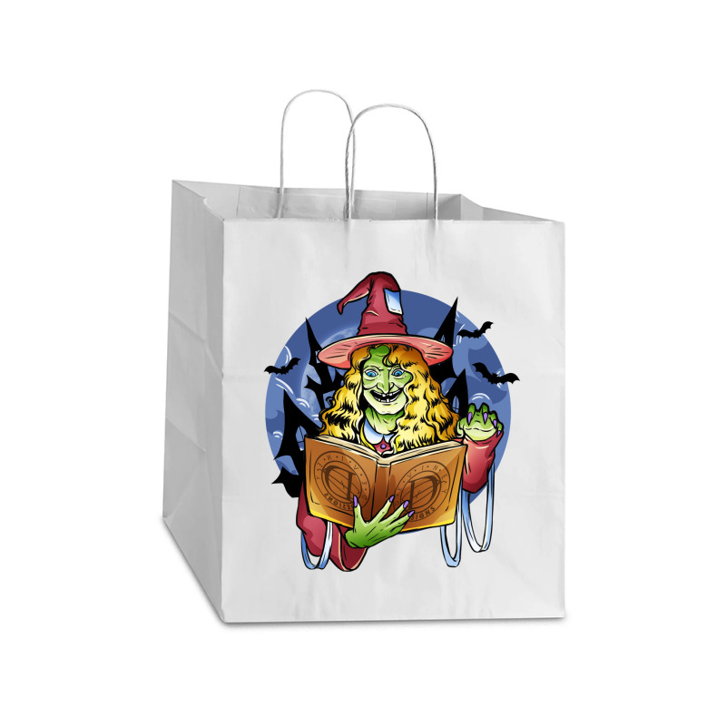 Witch Magic Book Spooky Halloween Take Out Paper Bag - 14 X 10 X 15 1/2 | Artistshot