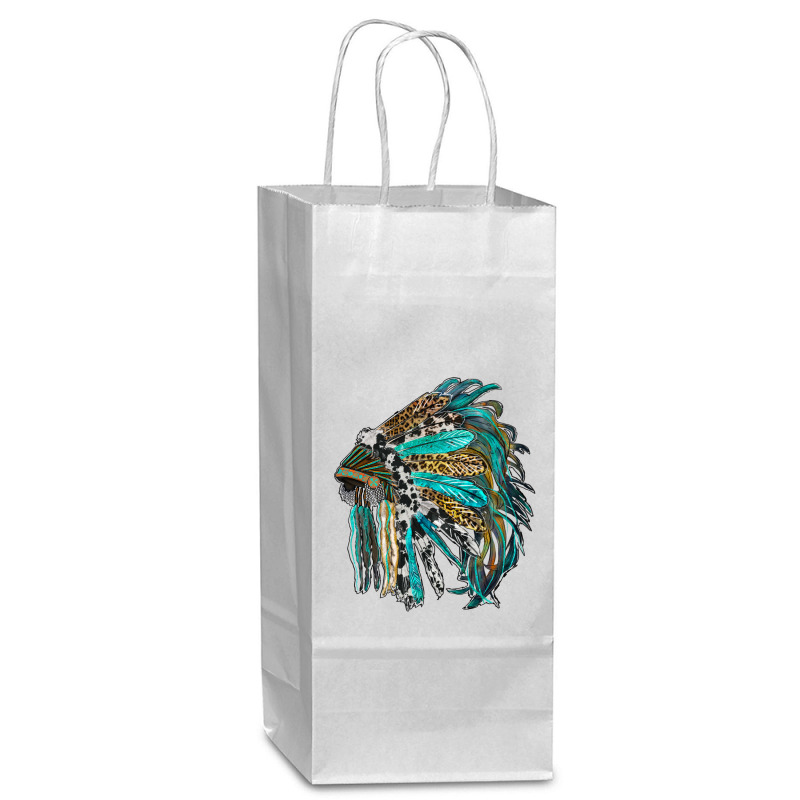 Indian Feather Headdress With Western  Patterns Wine Paper Bag - 5 1/2 X 3 1/4 X 13 | Artistshot