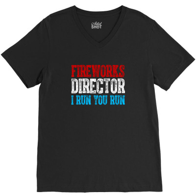 Fireworks Director Independence Day Patriotic V-neck Tee Designed By T-zone