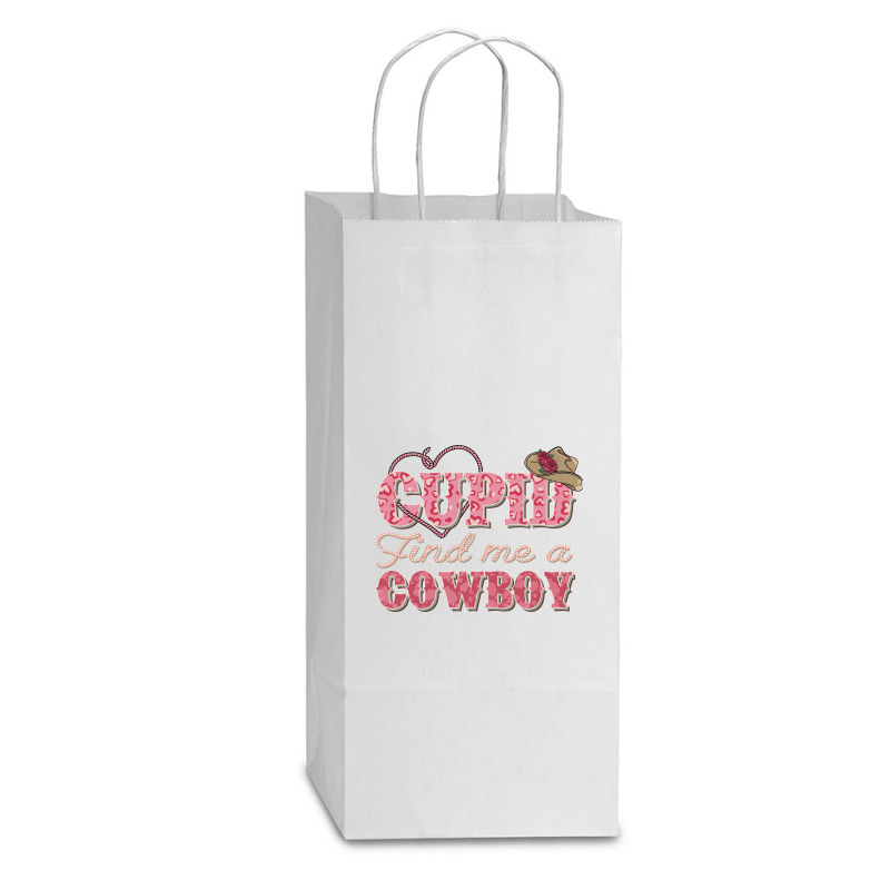 Cupid Find Me A Cowboy Sublimation Double Wine Paper Bag - 6 1/2 X 3 1/2 X 12 3/8 | Artistshot