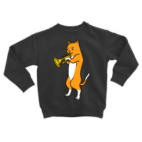 Cat Playing Trumpet For Cat Lover Toddler Sweatshirt | Artistshot