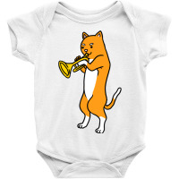 Cat Playing Trumpet For Cat Lover Baby Bodysuit | Artistshot