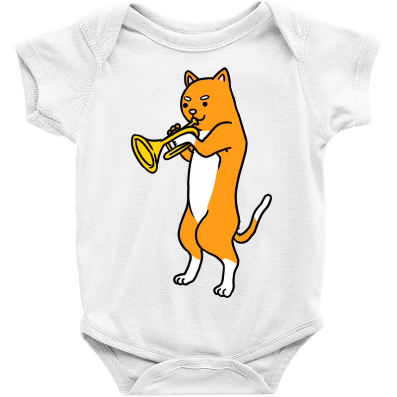 Cat Playing Trumpet For Cat Lover Baby Bodysuit | Artistshot