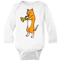 Cat Playing Trumpet For Cat Lover Long Sleeve Baby Bodysuit | Artistshot