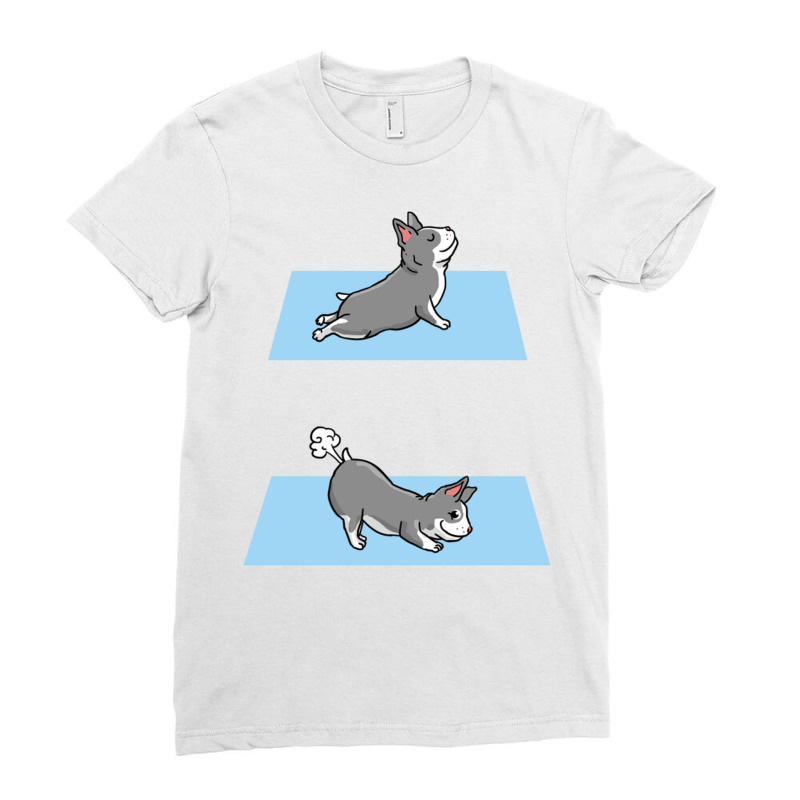 Boston Terrier Yoga Poses For Yoga Lover Ladies Fitted T-Shirt by queerappear | Artistshot