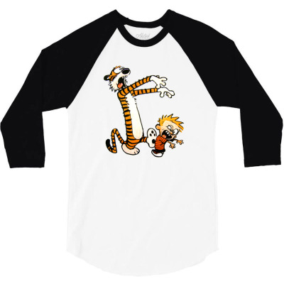Calvin And Hobbes Halloween Zombie 3/4 Sleeve Shirt Designed By Roxanne