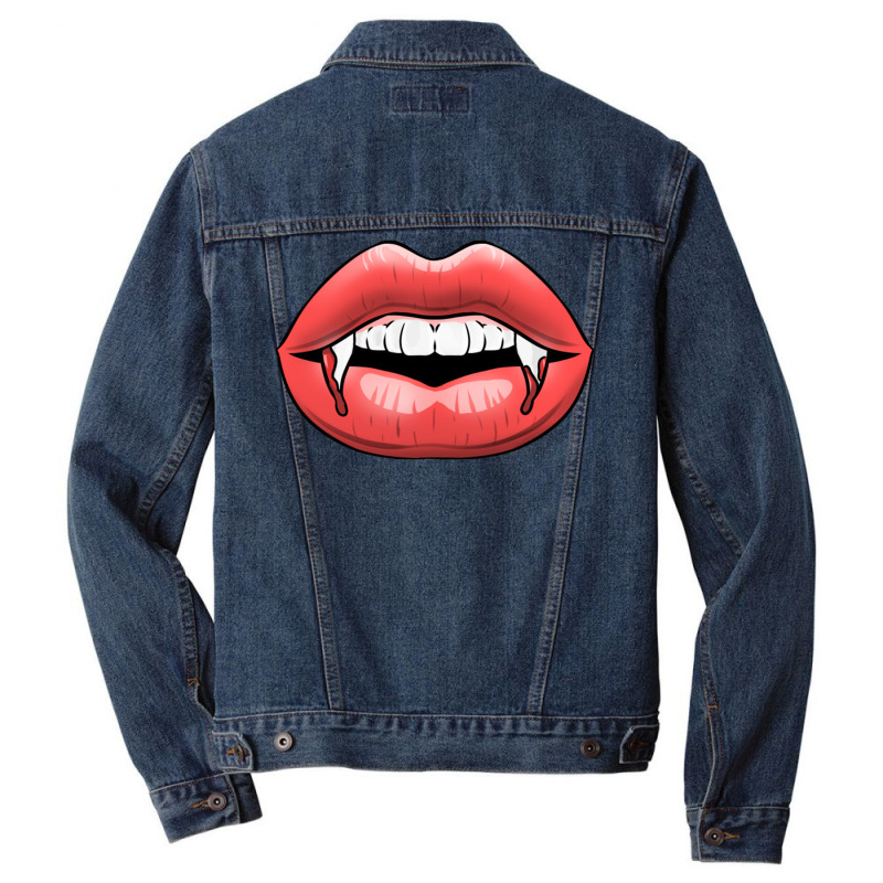 Vampire Fangs For Halloween Men Denim Jacket by queerappear | Artistshot