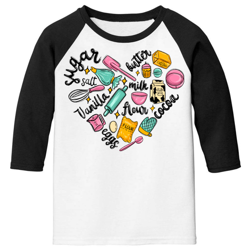 Vanilla Eggs Sugar Cocoa And Kitchen Heart Youth 3/4 Sleeve by MaliasSmallBusiness | Artistshot