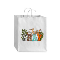 Just Pray With Texas Cactus Debie Paper Bag - 10 X 5 X 13 | Artistshot