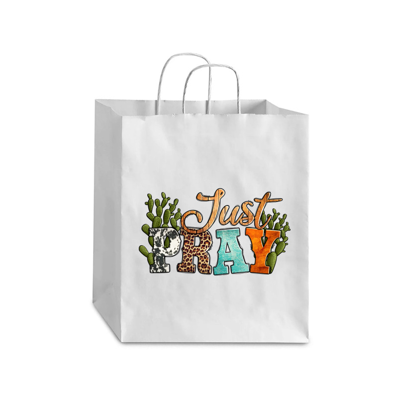 Just Pray With Texas Cactus Debie Paper Bag - 10 X 5 X 13 | Artistshot