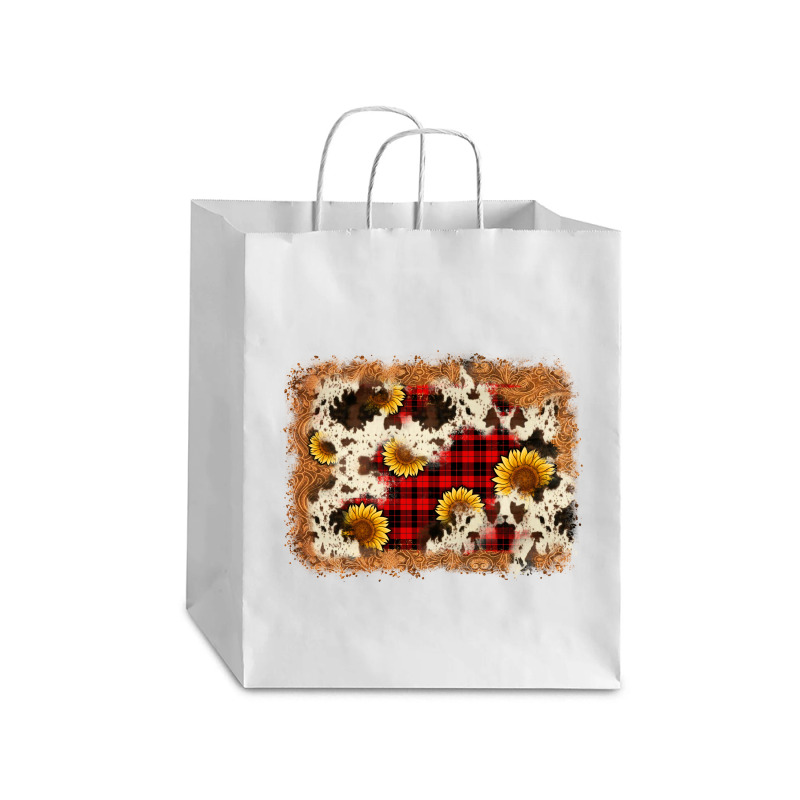 Christmas Cowhide Sunflower Background Debie Paper Bag - 10 X 5 X 13 | Artistshot