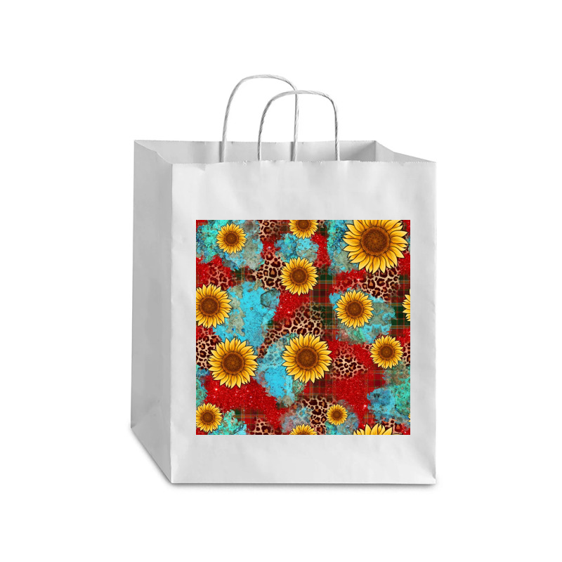 Christmas Sunflower Leopard Buffalo Plaid Seamless Pattern Debie Paper Bag - 10 X 5 X 13 | Artistshot