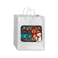 Let It Snow Reindeer And Snowman Debie Paper Bag - 10 X 5 X 13 | Artistshot