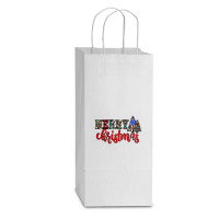 Merry Christmas Double Wine Paper Bag - 6 1/2 X 3 1/2 X 12 3/8 | Artistshot