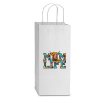 Mom Life Highland Cow Double Wine Paper Bag - 6 1/2 X 3 1/2 X 12 3/8 | Artistshot