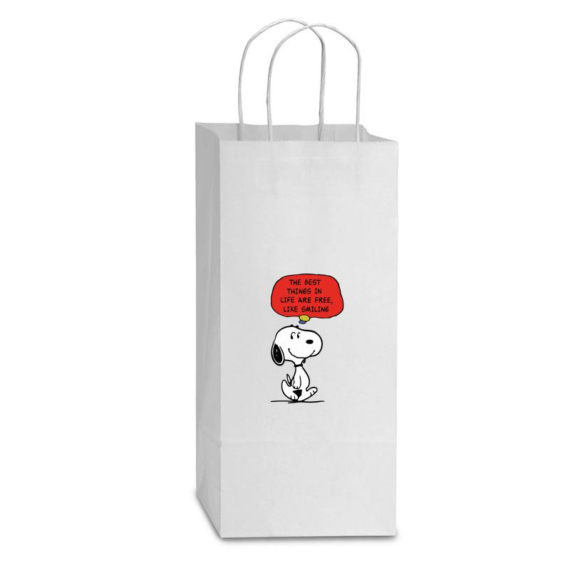 Peanuts Best Things In Life Are Free Double Wine Paper Bag - 6 1/2 X 3 1/2 X 12 3/8 | Artistshot